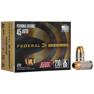 Federal Hydra-Shok Deep .45 ACP Ammo 210gr Jacketed Hollow-Point 20 Rounds eral Hydra-Shok Deep .45 ACP 210gr Jacketed Hollow-Point 20 Rounds Ammo