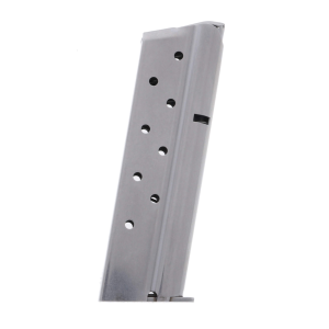 alform Standard 1911 Government .38 Super Stainless Steel 9-Round Magazine W/ Welded Base Plate / Rounded Follower Ammo
