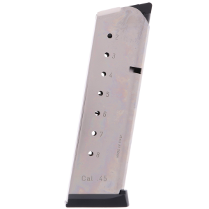 -Gar 1911 .45 ACP 8-Round Nickel Magazine Ammo