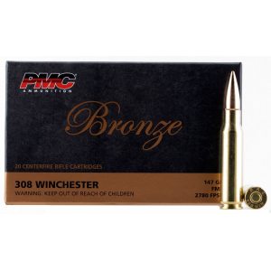 PMC Bronze .308 Winchester Ammo 147gr FMJBT 20 Rounds  Bronze .308 Winchester 147gr FMJBT 20 Rounds Ammo