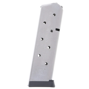 alform 1911 Government .45 ACP Stainless Steel 8-Round Magazine W/ Removeable Base Plate / Flat Pro Follower Ammo