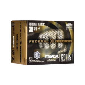 Federal Premium Punch .38 Special P Ammo 120gr JHP 20 Rounds eral Premium Punch .38 Special P 120gr JHP 20 Rounds Ammo