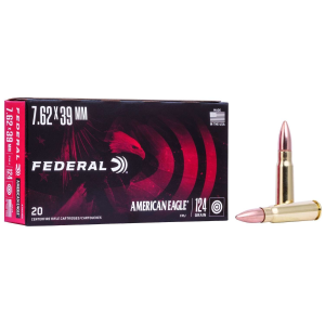 Federal American Eagle 7.62x39mm Ammo 124gr FMJ 20-Round Box eral American Eagle 7.62x39mm 124gr FMJ 20-Round Box Ammo