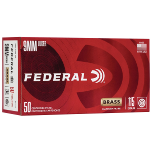 Federal Champion 9mm Ammo 115gr FMJ 50 Rounds eral Champion 9mm 115gr FMJ 50 Rounds Ammo