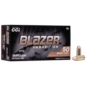  Blazer Brass 9mm Luger 124gr FMJ 50 Rounds Ammo