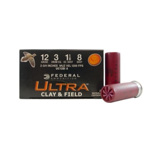 eral Premium Ultra Clay & Field 12 Gauge 2.75 #8 1 1/8oz 1200FPS 25-Round Box Ammo