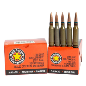 Red Army Standard 5.45x39mm Ammo 60gr FMJ Steel Case 30 Rounds Army Standard 5.45x39mm 60gr FMJ Steel Case 30 Rounds Ammo