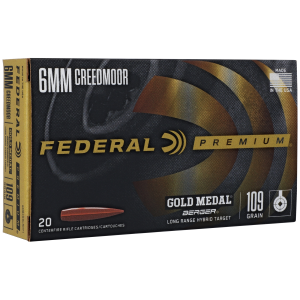 eral Premium Gold Medal Match 6mm Creedmoor 109gr Berger LR Hybrid 20 Rounds Ammo
