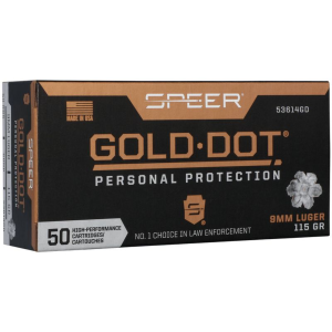 Speer Gold Dot 9mm Ammo 115gr GDHP 50 Rounds - GunMag Warehouse