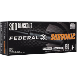 eral Subsonic .300 Blackout 190gr Fusion Tipped 20 Rounds Ammo