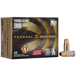 eral Premium Personal Defense Hydra-Shok Deep 9mm Luger 135gr JHP 20 Rounds Ammo