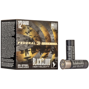 Federal Premium Black Cloud FS Steel High Velocity 3 12 Gauge Ammo 1 1/8oz BB Shot 25 Shells eral Premium Black Cloud FS Steel High Velocity 3 12 Gauge 1 1/8oz BB Shot 25 Shells Ammo