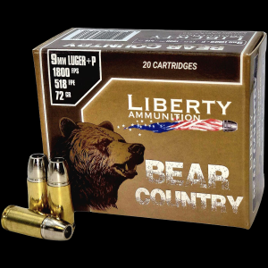 erty Ammunition Bear Country 9mm Luger P 72gr HP 20 Rounds Ammo