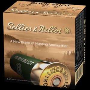 Sellier & Bellot 2.75 12 Gauge Ammo #4 Buckshot 25 Shells lier & Bellot 2.75 12 Gauge #4 Buckshot 25 Shells Ammo