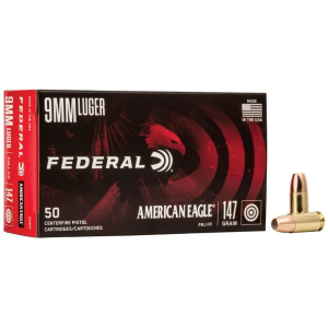 eral American Eagle 9mm Luger 147gr FMJ 50 Rounds Ammo