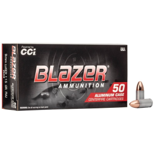  Blazer Aluminum Case 9mm Luger 115gr FMJ 50 Rounds Ammo