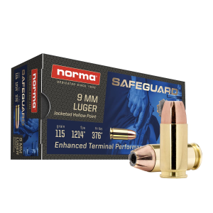 Norma Safeguard 9mm Luger Ammo 115gr JHP 50 Rounds ma Safeguard 9mm Luger 115gr JHP 50 Rounds Ammo