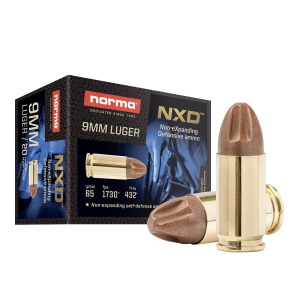 Norma NXD 9mm Luger Ammo 65gr Non-eXpanding Defensive Projectile 20 Rounds ma NXD 9mm Luger 65gr Non-eXpanding Defensive Projectile 20 Rounds Ammo