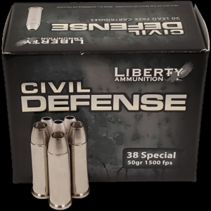 Liberty Ammunition Civil Defense .38 Special Ammo 50gr HP 20 Rounds erty Ammunition Civil Defense .38 Special 50gr HP 20 Rounds Ammo