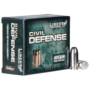 erty Ammunition Civil Defense .40 S&W 60gr HP 20 Rounds Ammo