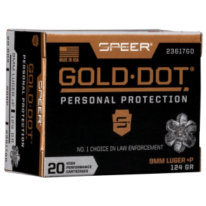 Speer Gold Dot Personal Protection 9mm Luger P Ammo 124gr HP 20 Rounds er Gold Dot Personal Protection 9mm Luger P 124gr HP 20 Rounds Ammo