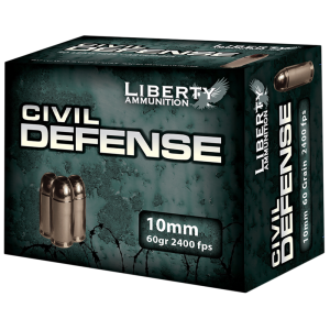 erty Ammunition Civil Defense 10mm Auto 60gr HP 20 Rounds Ammo