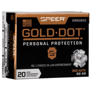Speer Gold Dot Personal Protection .380 ACP Ammo 90gr HP 20 Rounds er Gold Dot Personal Protection .380 ACP 90gr HP 20 Rounds Ammo