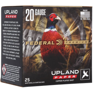 Federal Upland Paper 2.75 20 Gauge Ammo 1oz #6 Shot 1250 FPS 25 Shells eral Upland Paper 2.75 20 Gauge 1oz #6 Shot 1250 FPS 25 Shells Ammo