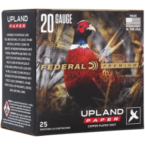 Federal Upland Paper 2.75 20 Gauge Ammo 1oz #5 Shot 1250 FPS 25 Shells eral Upland Paper 2.75 20 Gauge 1oz #5 Shot 1250 FPS 25 Shells Ammo