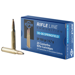 PPU Standard Rifle .30-06 Springfield Ammo 150gr SP 20 Rounds Standard Rifle .30-06 Springfield 150gr SP 20 Rounds Ammo