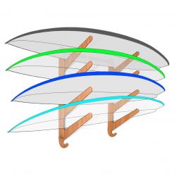 Surfboard Rack &verbar; Balance Board Rack &verbar; Horizontal Wall-Mounted Indoor Surf Rack - The Kaua'i Series