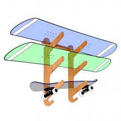Snowboard Rack &verbar; Skateboard Rack &verbar; Horizontal Wall-Mounted Indoor Board Storage - Moloka&grave;i Series