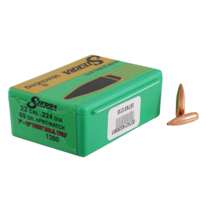 SIERRA MatchKing 22 Caliber 69Gr HPBT 100/Box Rifle Bullets (1380)