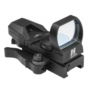 NCSTAR Red Dot Black Anodized Reflex Sight with 4 Reticles and QR Mount (D4BQ)