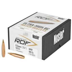 NOSLER RDF, .264 Diameter, 6.5MM, 140 Grain, Hollow Point Boat Tail, 100 Count 49824