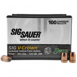 Sierra Bullets V-Crown, .355 Diameter, 9MM, 125 Grain, Jacketed Hollow Point, 100 Count 9925