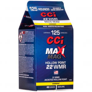 CCI Maxi-Mag 22 WMR 40gr JHP 125bx Ammo (920CC)