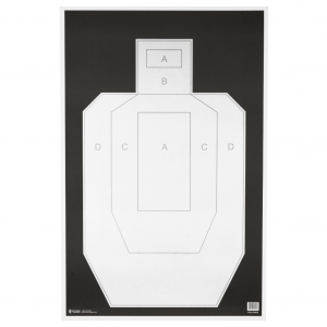 Action Target IPSC/PBKB, Unofficial IPSC Practice Target, High Visibility Black Background On White Paper, 23"x35", 100 Per Box IPSC-PBKB-100