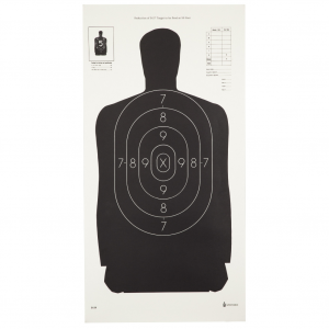 Action Target B-29 Qualification Target, 50 Foot Reduction Of B-27 Police Silhouette, Black, 11.5"x22", 100 Per Box B-29-100