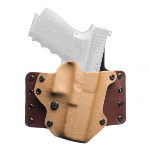 BlackPoint Tactical Leather Wing OWB Holster, Fits Glock 19/23/32, Right Hand, Coyote & Chocolate 100203