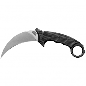 Cold Steel Steel Tiger, Fixed Blade Knife, Silver, Plain Edge, Karambit, 4.75" Blade, Stonewashed Finish, AUS8A Stainless, Black Hande, Includes Secure-Ex Sheath CS-49KST