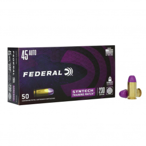 FEDERAL Syntech Training Match .45 Auto 230Gr TSJ 50rd Box Ammo (AE45SJ2)