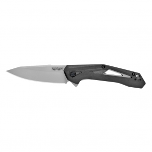 Kershaw Airlock, 4.25" Folding Knife/Assisted, Drop Point, Plain Edge, 4CR13 Bead Blasted, Black Glass-Filled Nylon Handle 1385
