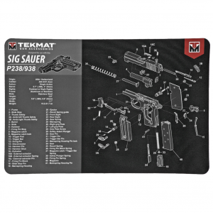 TekMat Sig P238 Pistol Mat, 11"x17", Black, Includes Small Microfiber TekTowel, Packed In Tube TEK-R17-SIGP238
