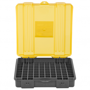 Plano Ammunition Box, Holds 100 Rounds of .357/.38 Sp/.38 Handgun Rounds, Amber/Charcoal 122400