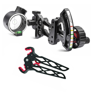 TRUGLO Range Rover Pro 1-Pin LED Bow Sight with Bow-Jack Folding Bow Stand (TG6401GB+TG395BR) - Truglo