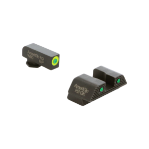 AmeriGlo Trooper, Sight, Fits Glock 42,43,43X, Green Tritium LumiLime Outline Front, Green Tritium Black Serrated Rear, Front/Rear GL-822
