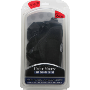 Uncle Mike's Horizontal Shoulder Holster, Size 16, Fits Medium/Large Frame Auto With 3.75" Barrel, Ambidextrous, Black 87160