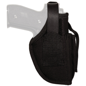 Uncle Mike's Cordura Hip Holster, With Pouch, Size 16, Fits Medium Auto With 3.75" Barrel, Ambidextrous, Black 70160