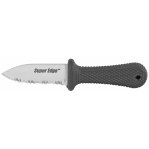 Cold Steel Super Edge, 2" Fixed Blade Knife, Drop Point, 3/4Serrated Edge, AUS 8A/Polished, Black Kraton, Secure-Ex Sheath CS-42SS